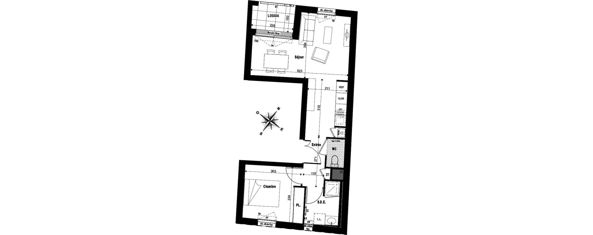 Appartement T2 de 39,30 m2 &agrave; Nantes Cite des congres