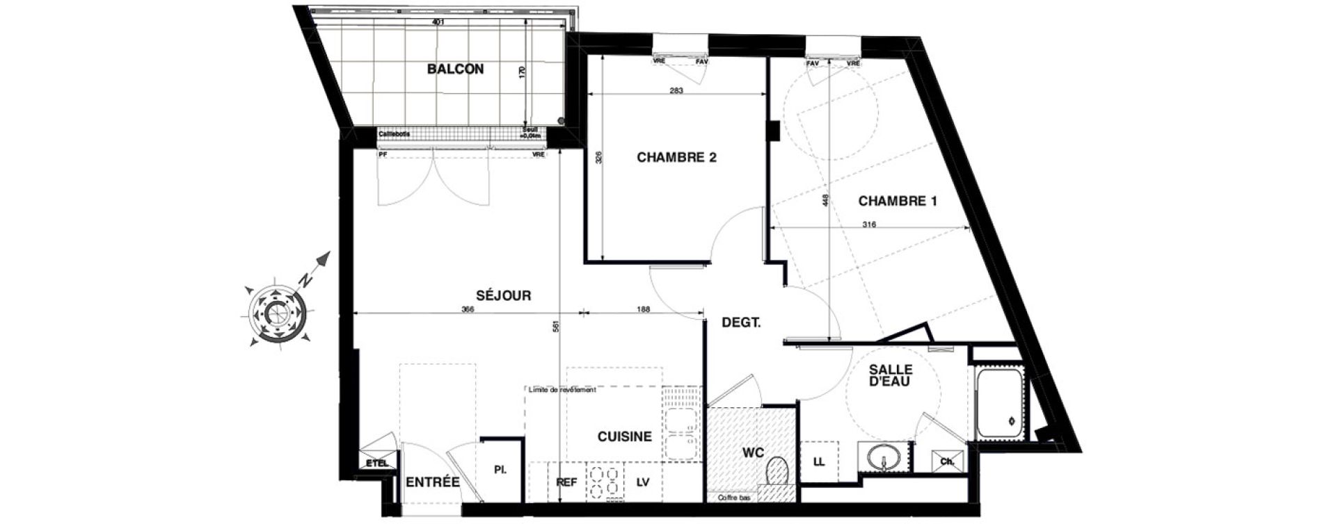 Appartement T3 de 60,89 m2 &agrave; Nantes Proce