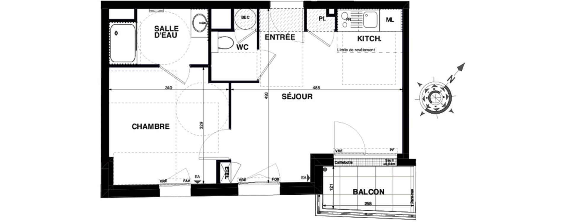 Appartement T2 de 37,30 m2 &agrave; Nantes Proce