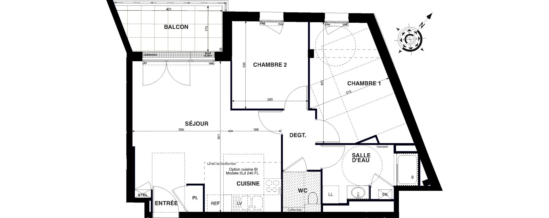 Appartement T3 de 60,89 m2 &agrave; Nantes Proce