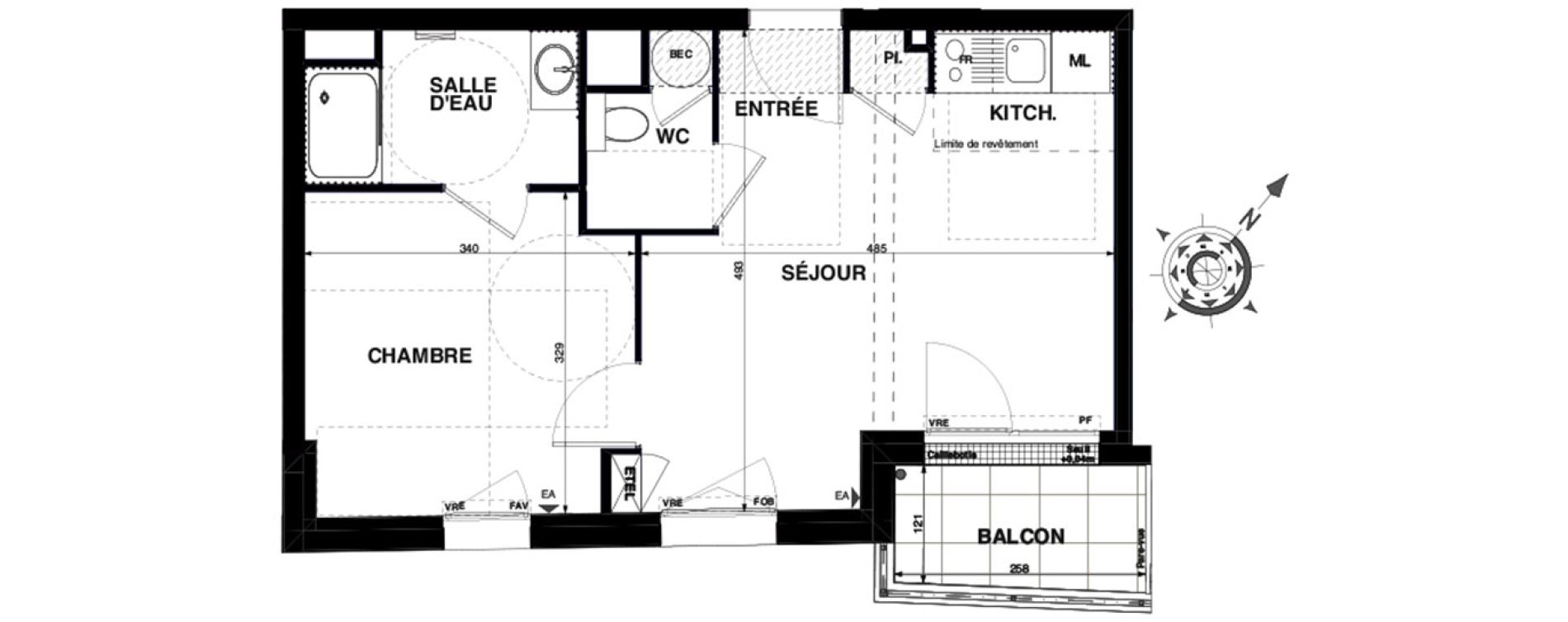 Appartement T2 de 37,30 m2 &agrave; Nantes Proce