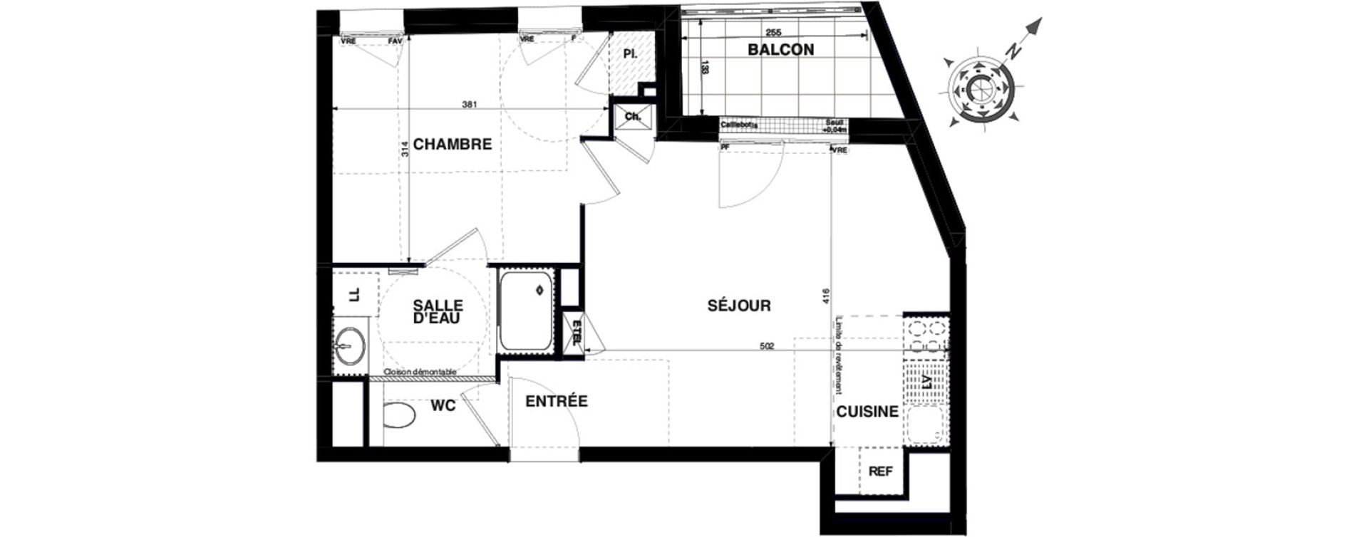 Appartement T2 de 40,83 m2 &agrave; Nantes Proce