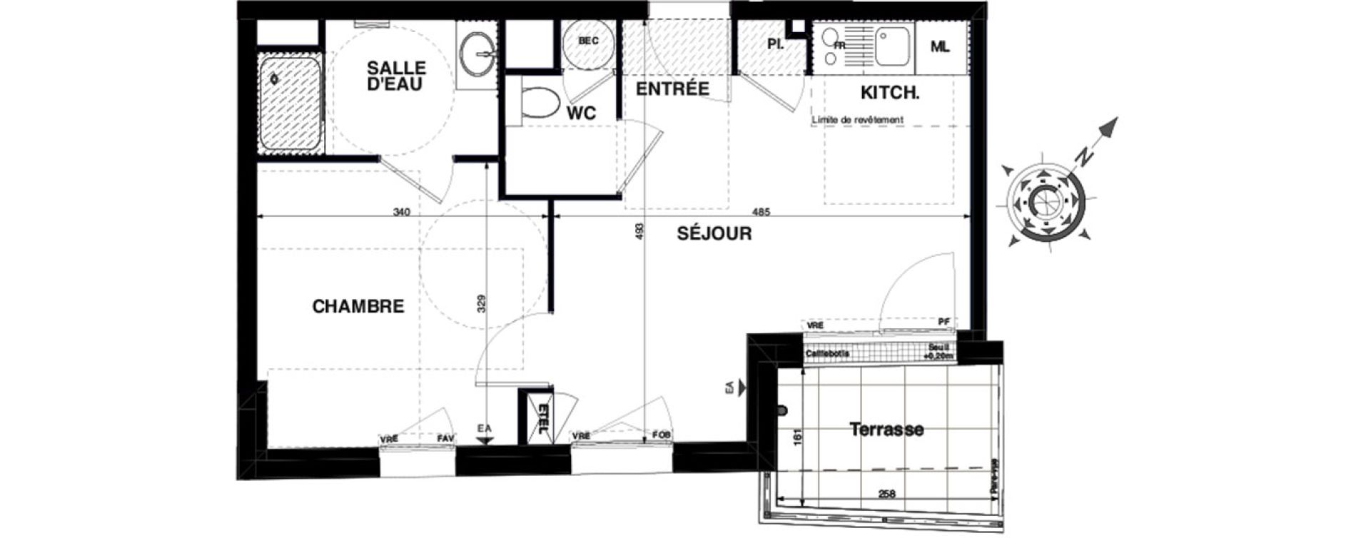Appartement T2 de 36,09 m2 &agrave; Nantes Proce