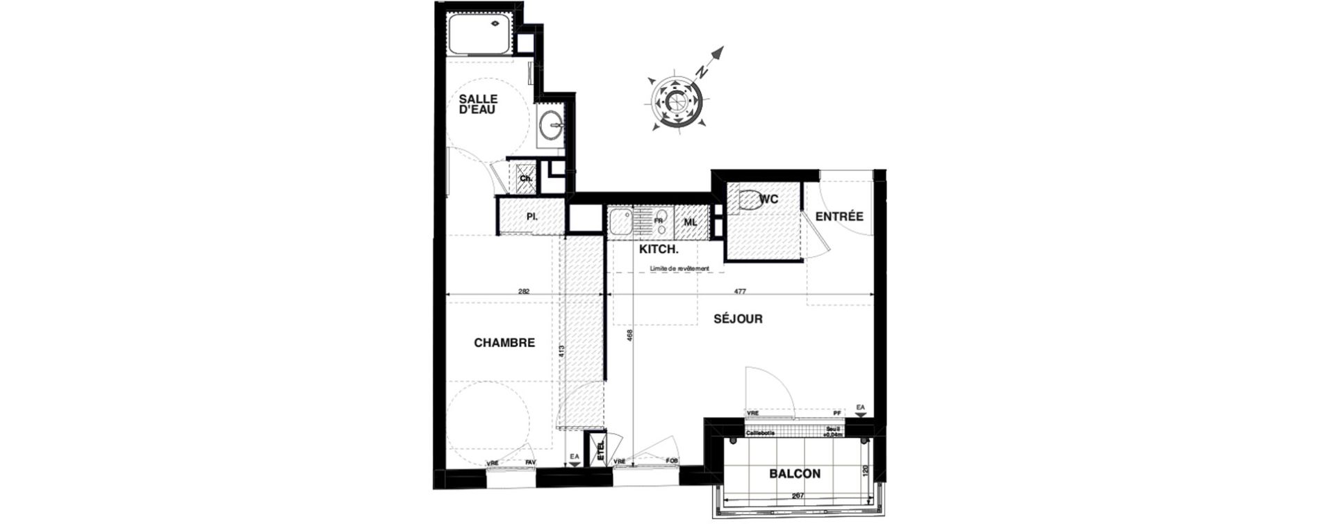 Appartement T2 de 38,77 m2 &agrave; Nantes Proce