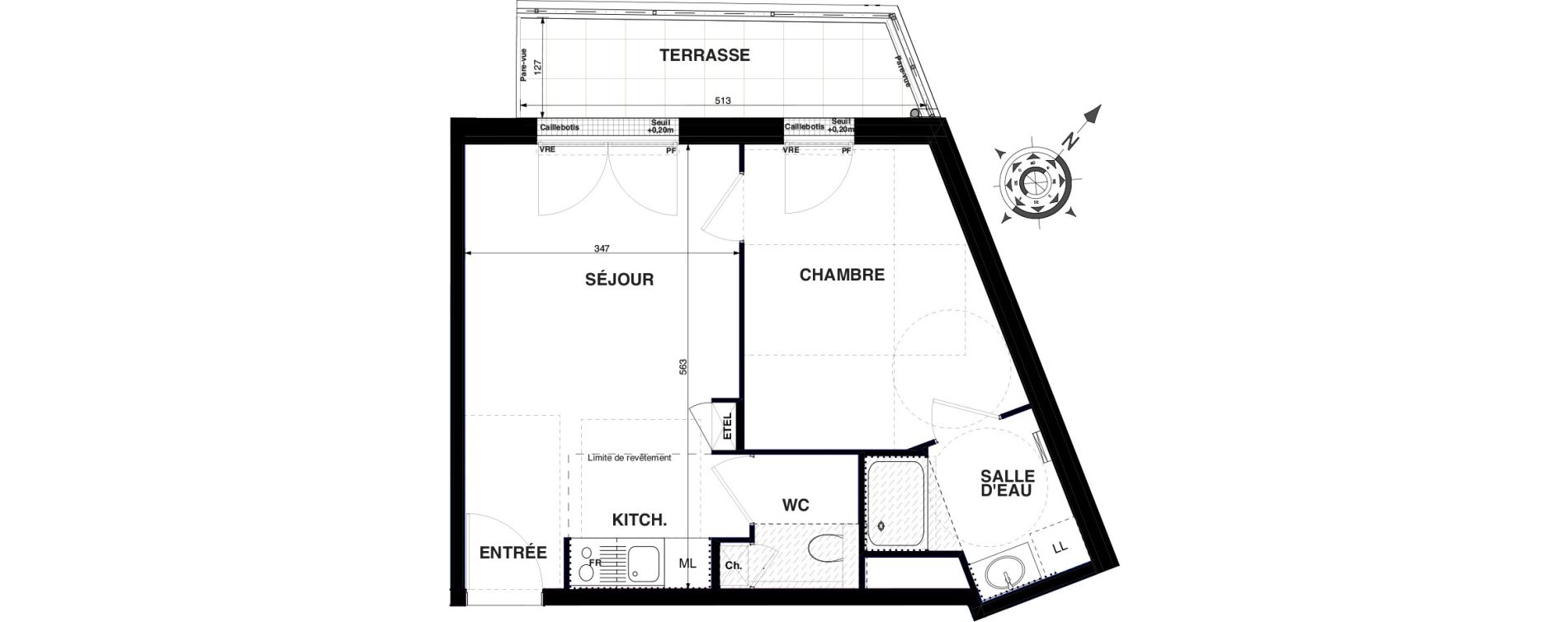 Appartement T2 de 37,65 m2 &agrave; Nantes Proce