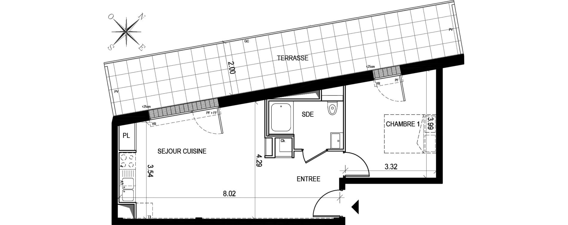 Appartement T2 de 43,90 m2 &agrave; Nantes Beausejour