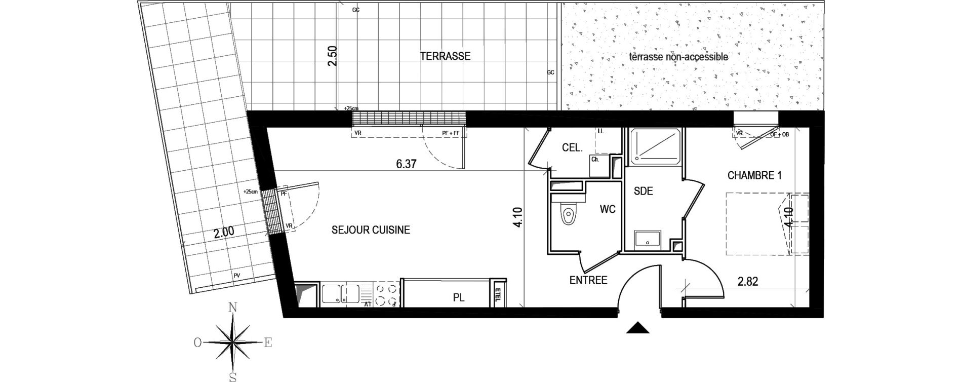 Appartement T2 de 46,80 m2 &agrave; Nantes Beausejour