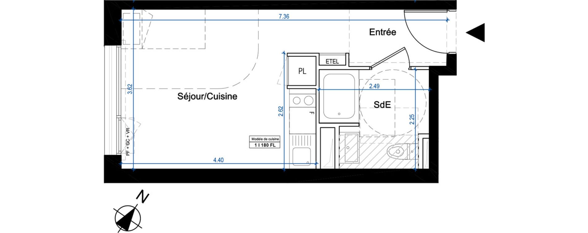 Appartement T1 de 24,50 m2 &agrave; Nantes Universit&eacute; - michelet