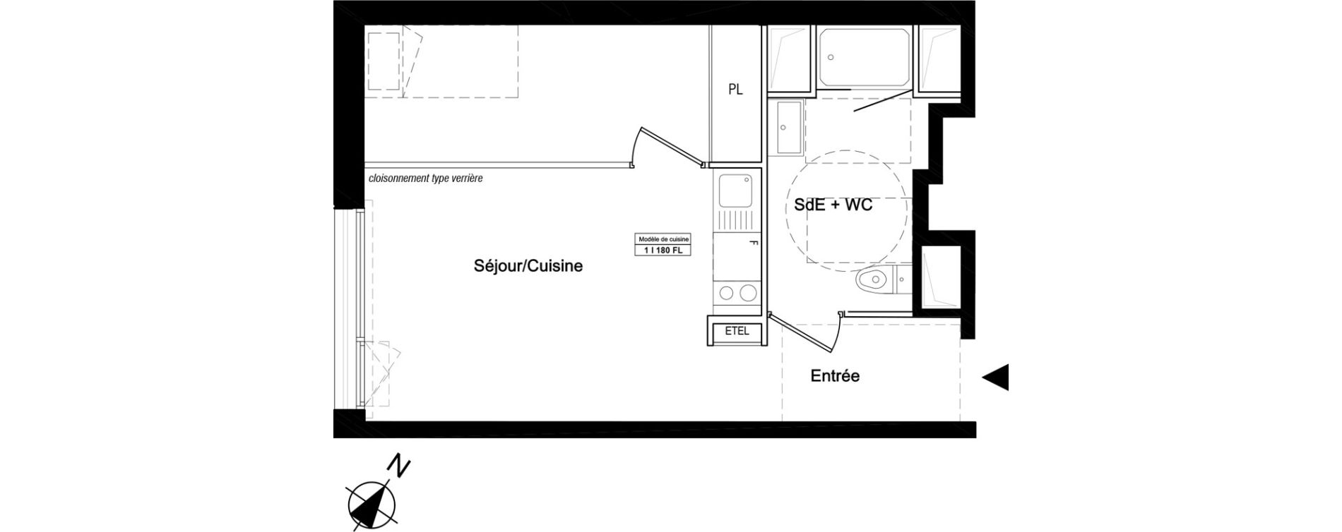 Appartement T1 bis de 33,00 m2 &agrave; Nantes Universit&eacute; - michelet