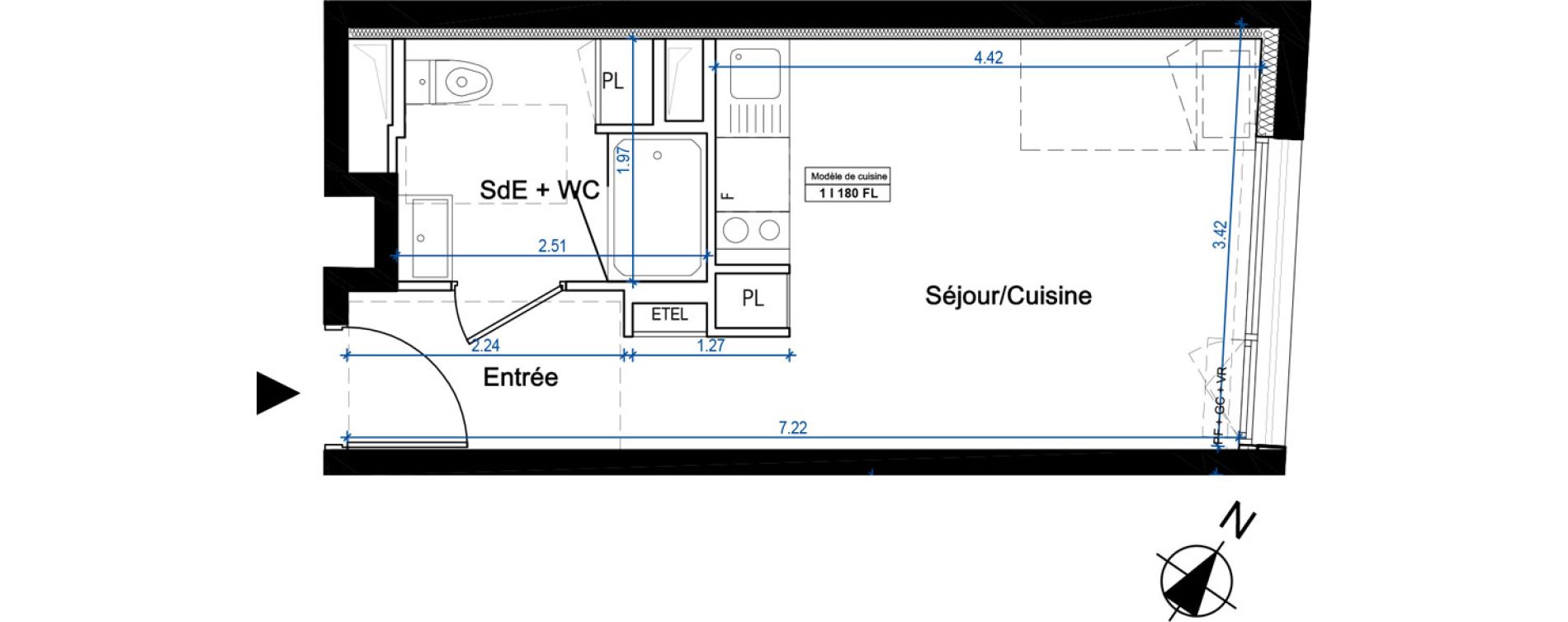 Appartement T1 de 22,50 m2 &agrave; Nantes Universit&eacute; - michelet