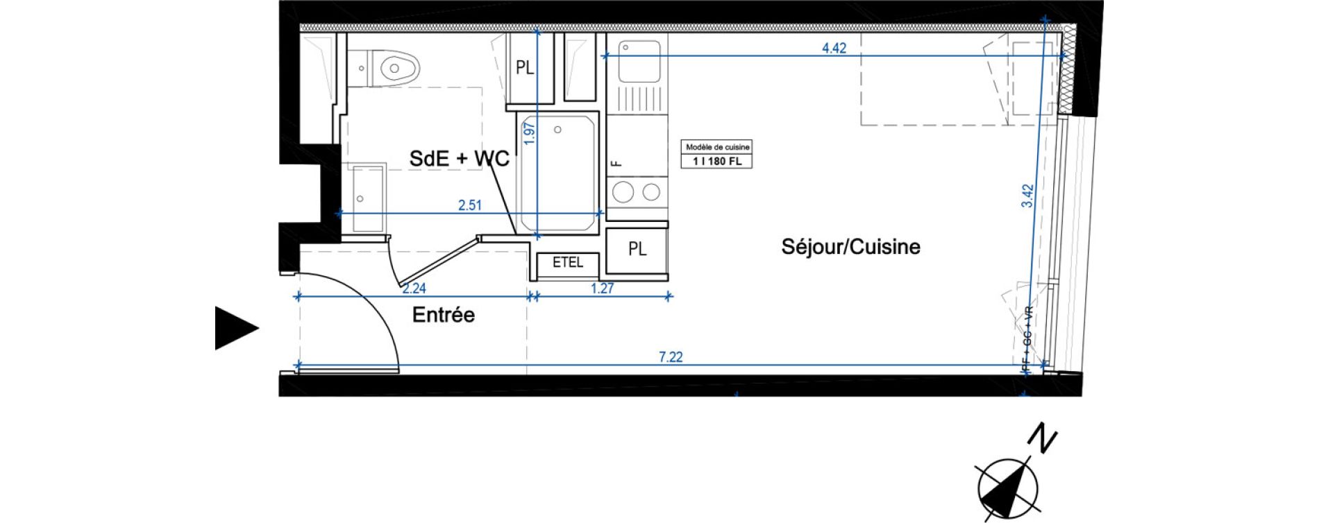 Appartement T1 de 22,50 m2 &agrave; Nantes Universit&eacute; - michelet