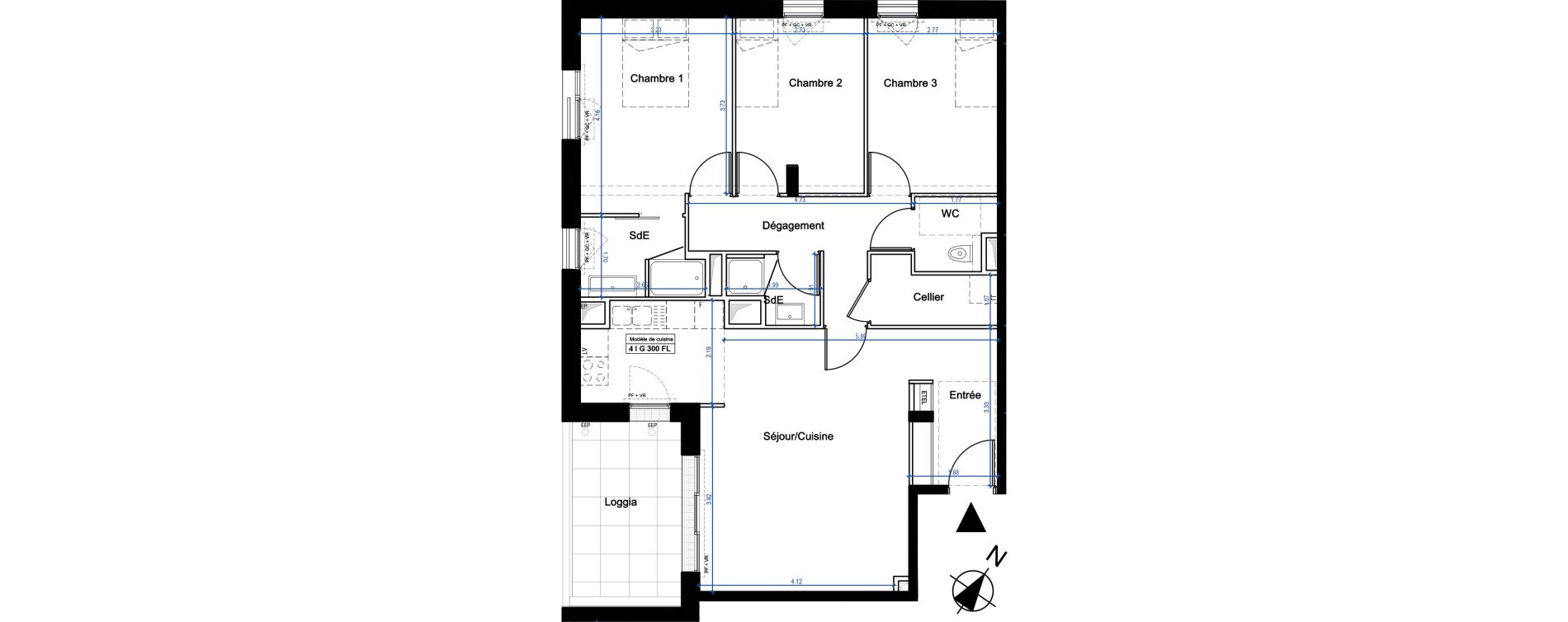 Appartement T4 de 89,00 m2 &agrave; Nantes Universit&eacute; - michelet