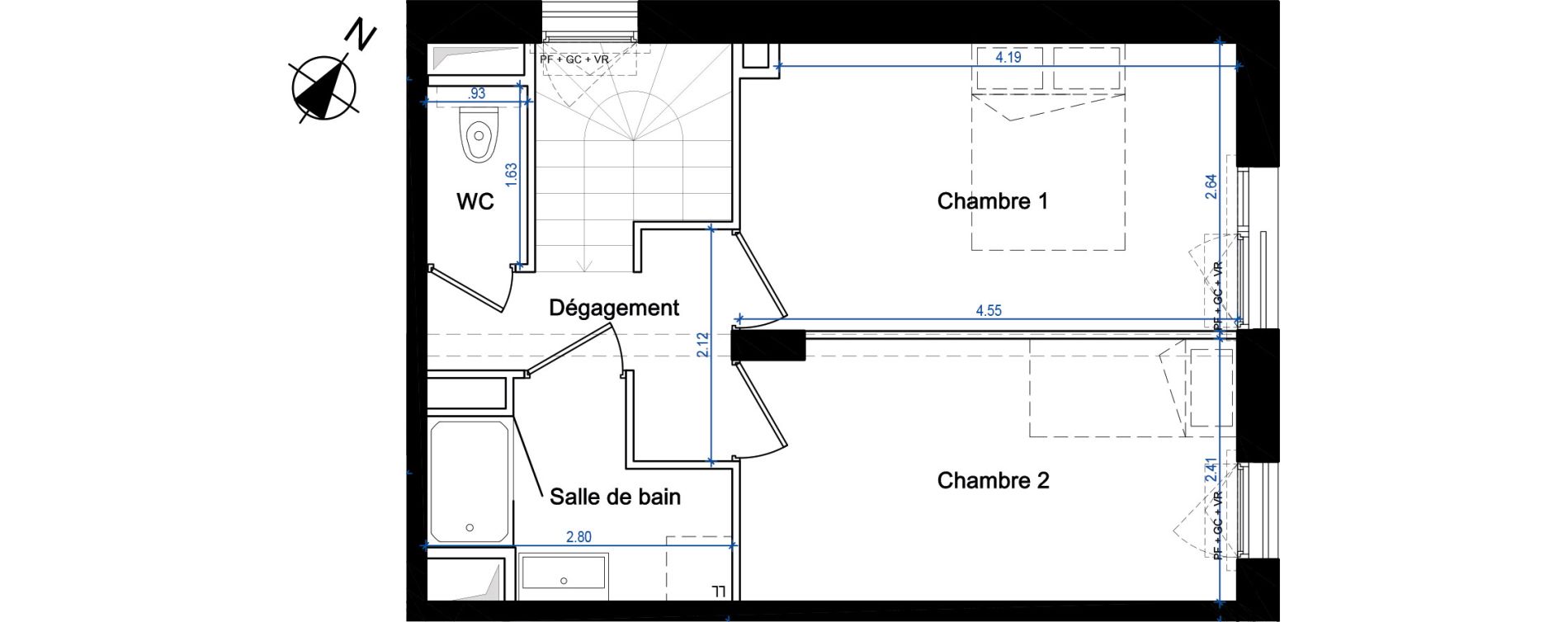 Duplex T3 de 65,80 m2 &agrave; Nantes Universit&eacute; - michelet
