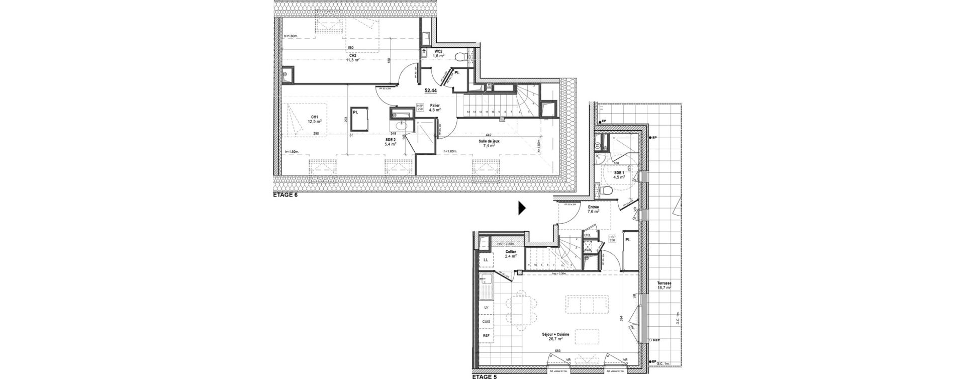 Duplex T3 de 84,20 m2 &agrave; Nantes Hauts pav&eacute;s - saint f&eacute;lix