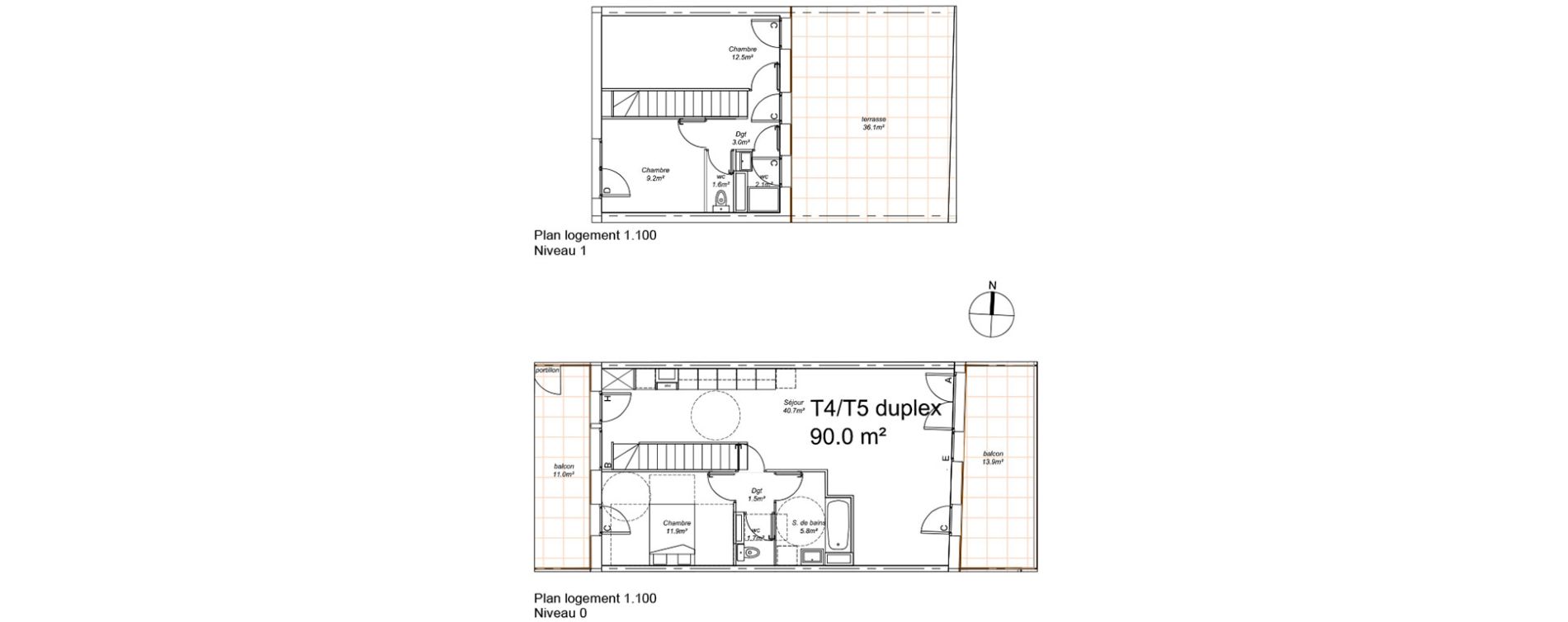 Appartement T4 de 90,00 m2 &agrave; Nantes La chantrerie