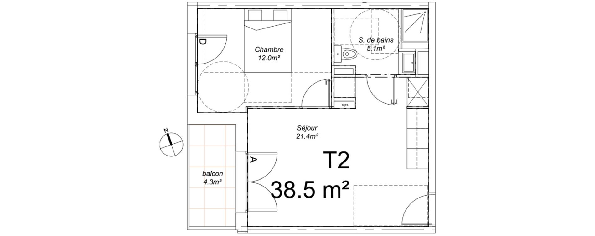 Appartement T2 de 38,50 m2 &agrave; Nantes La chantrerie