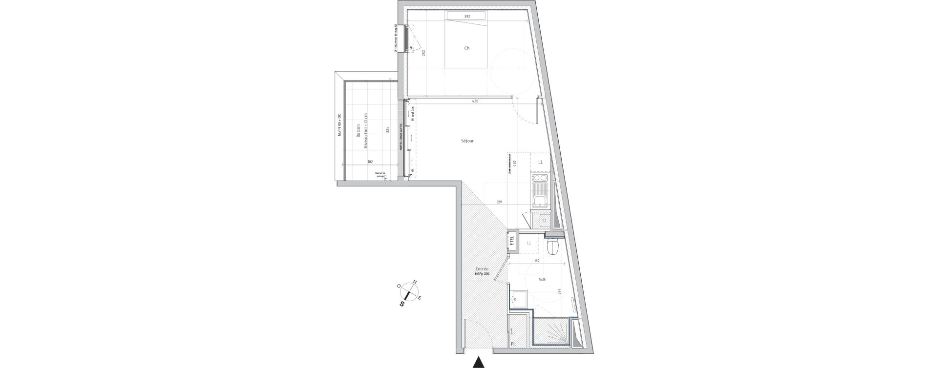 Appartement T2 de 41,24 m2 &agrave; Nantes Graslin
