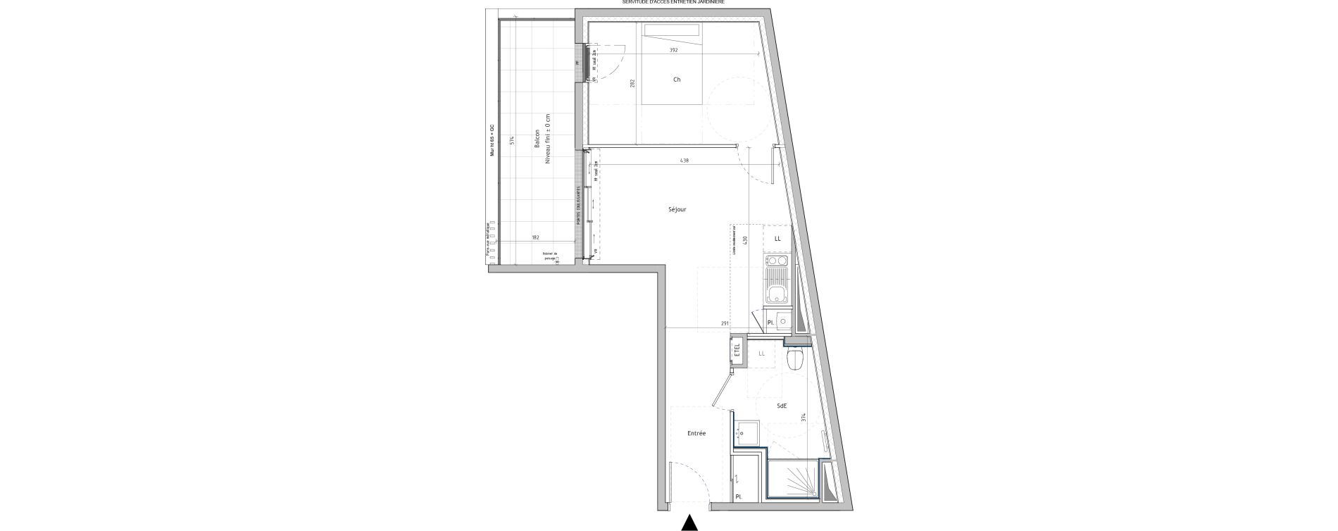 Appartement T2 de 41,30 m2 &agrave; Nantes Graslin