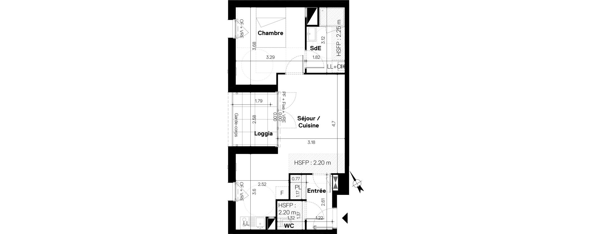 Appartement T2 de 44,71 m2 &agrave; Nantes Jules verne
