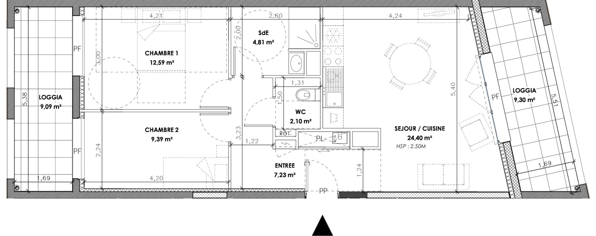 Appartement T3 de 60,52 m2 &agrave; Nantes Grand bellevue