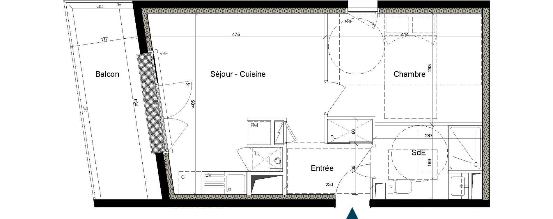 Appartement T2 de 39,93 m2 &agrave; Nantes La beaujoire