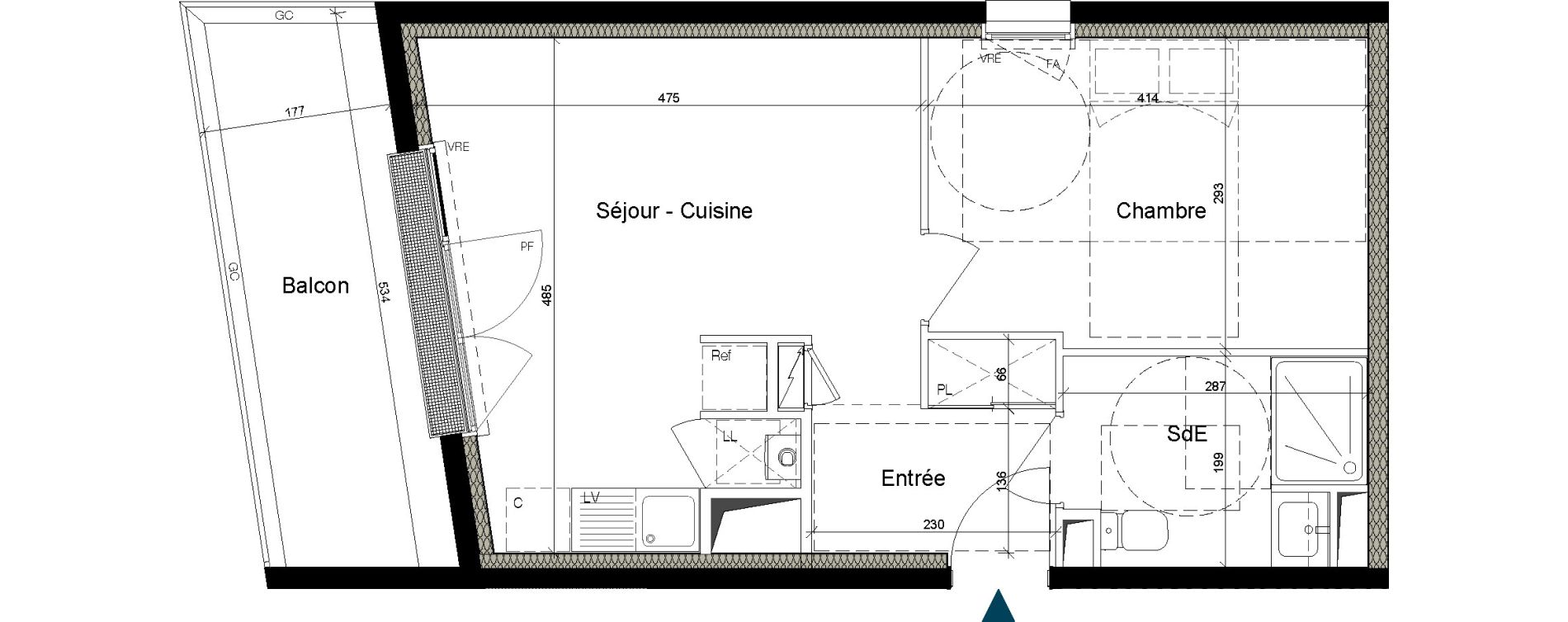 Appartement T2 de 39,93 m2 &agrave; Nantes La beaujoire