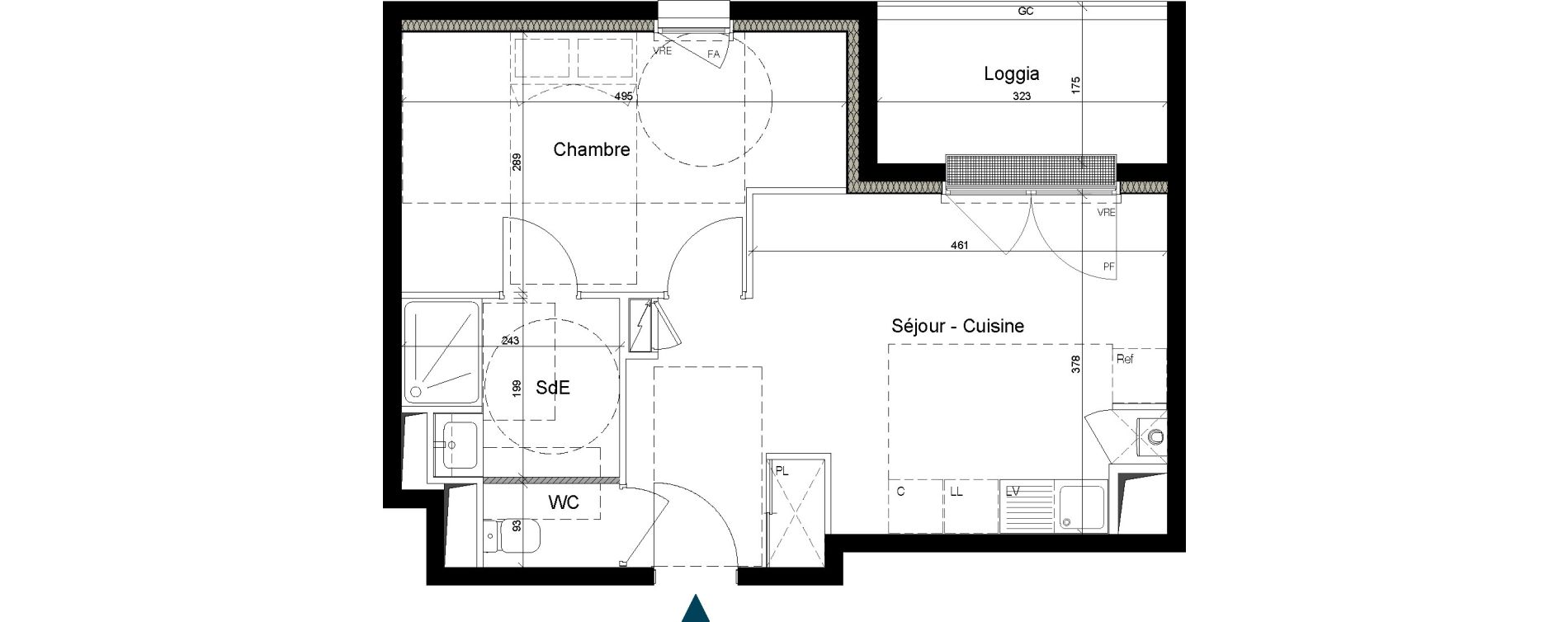 Appartement T2 de 39,99 m2 &agrave; Nantes La beaujoire