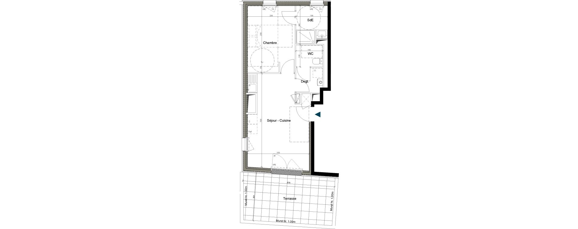 Appartement T2 de 43,28 m2 &agrave; Nantes La beaujoire