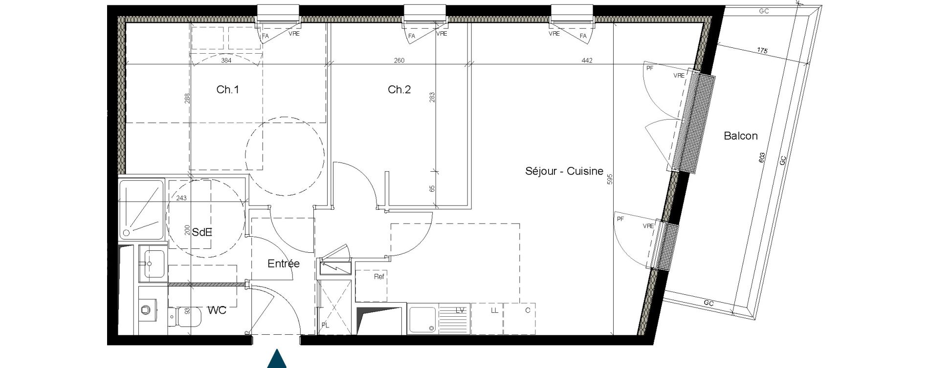 Appartement T3 de 58,92 m2 &agrave; Nantes La beaujoire