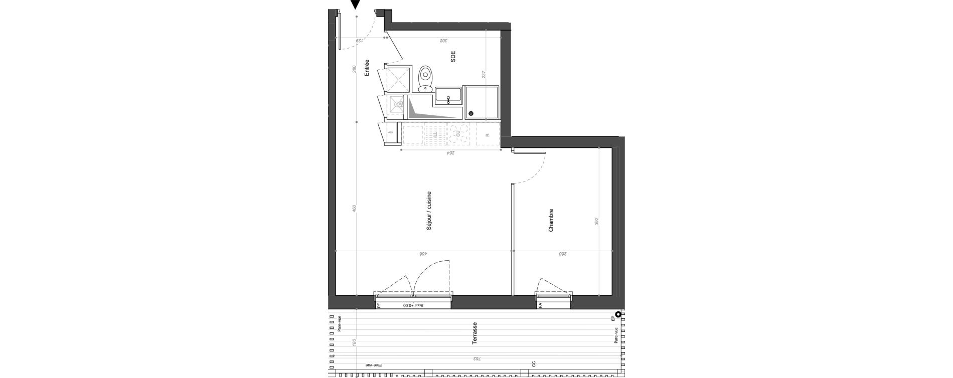 Appartement T2 de 40,50 m2 &agrave; Nantes Saint joseph de porterie