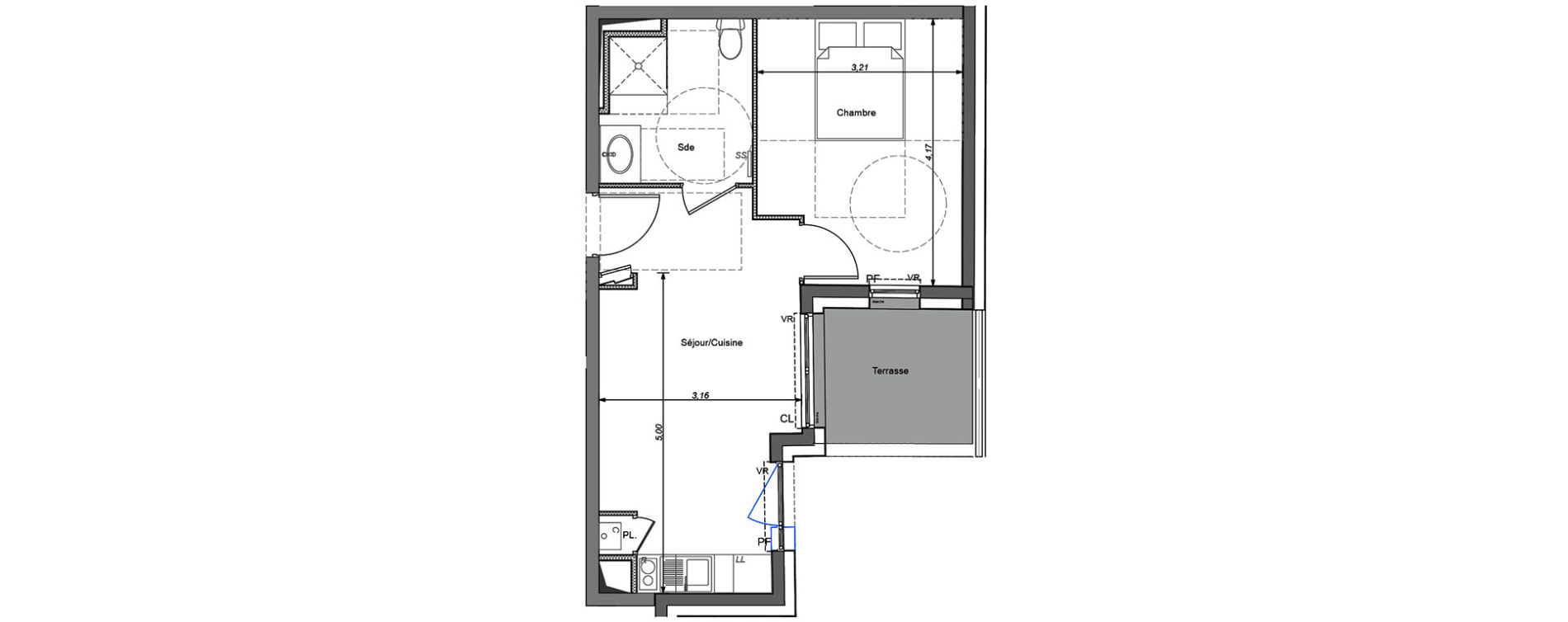 Appartement T2 de 36,30 m2 &agrave; Nantes Proce