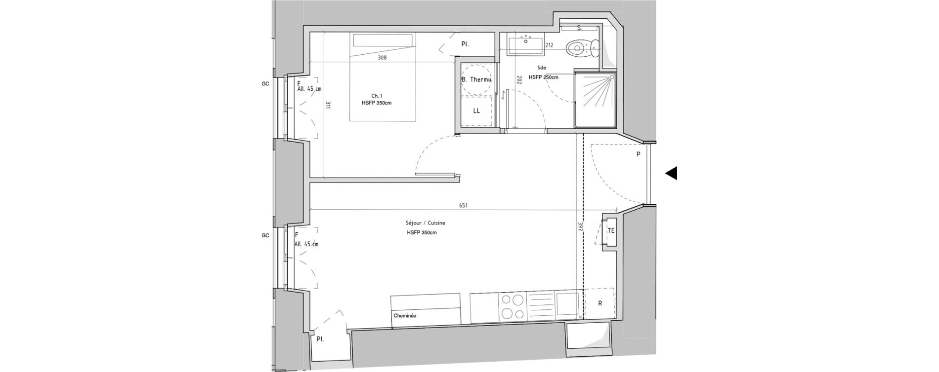 Appartement T2 de 39,63 m2 &agrave; Nantes Eraudi&egrave;re