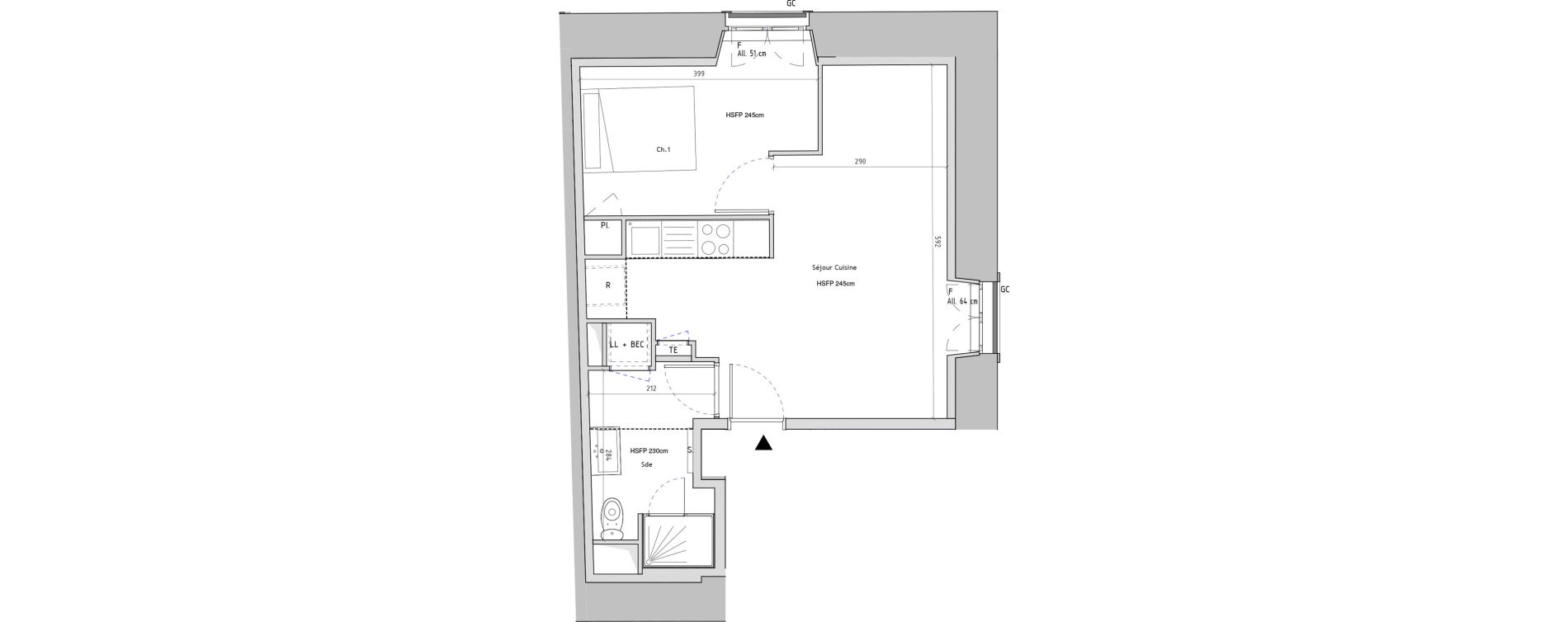 Appartement T2 de 40,01 m2 &agrave; Nantes Eraudi&egrave;re
