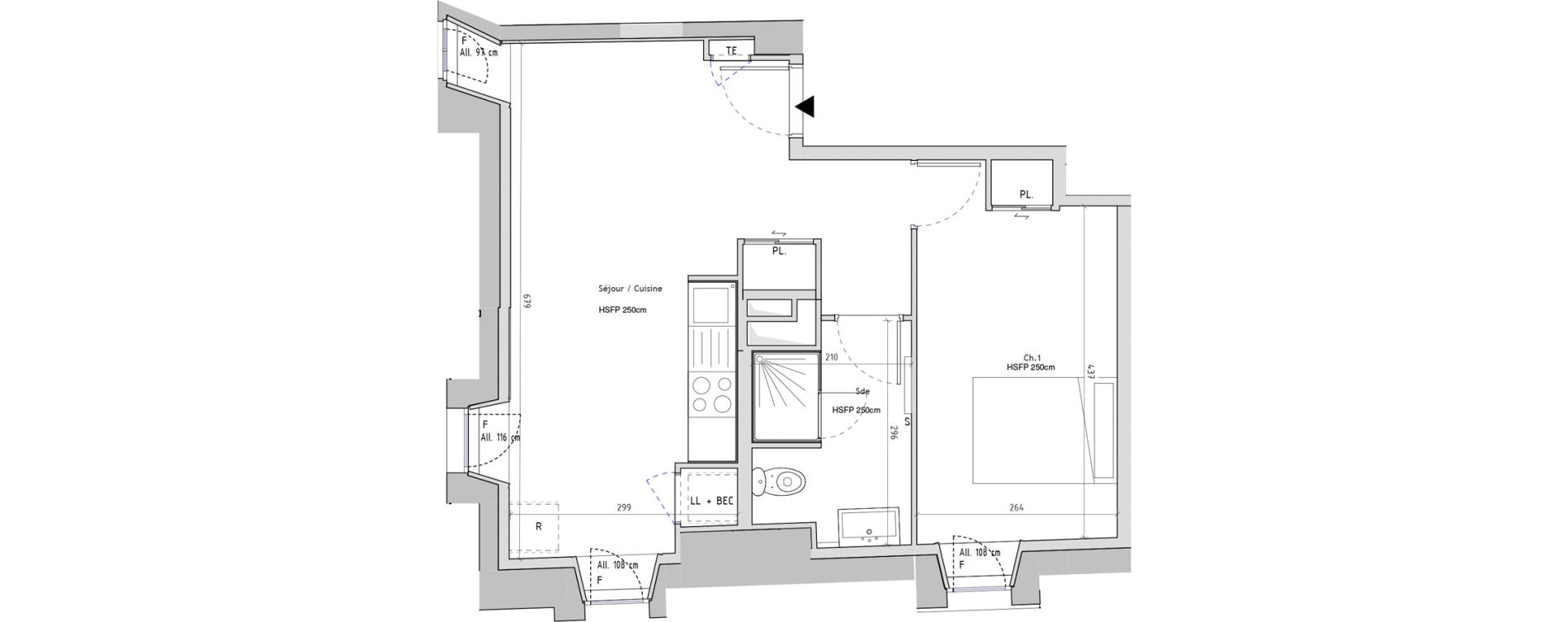 Appartement T2 de 43,44 m2 &agrave; Nantes Eraudi&egrave;re