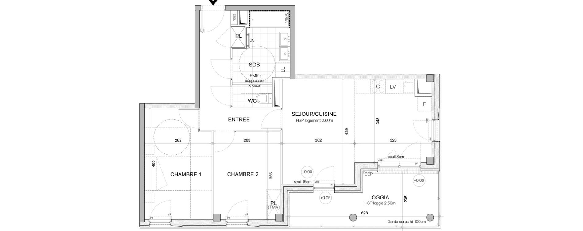 Appartement T3 de 63,46 m2 &agrave; Nantes Champ de manoeuvre