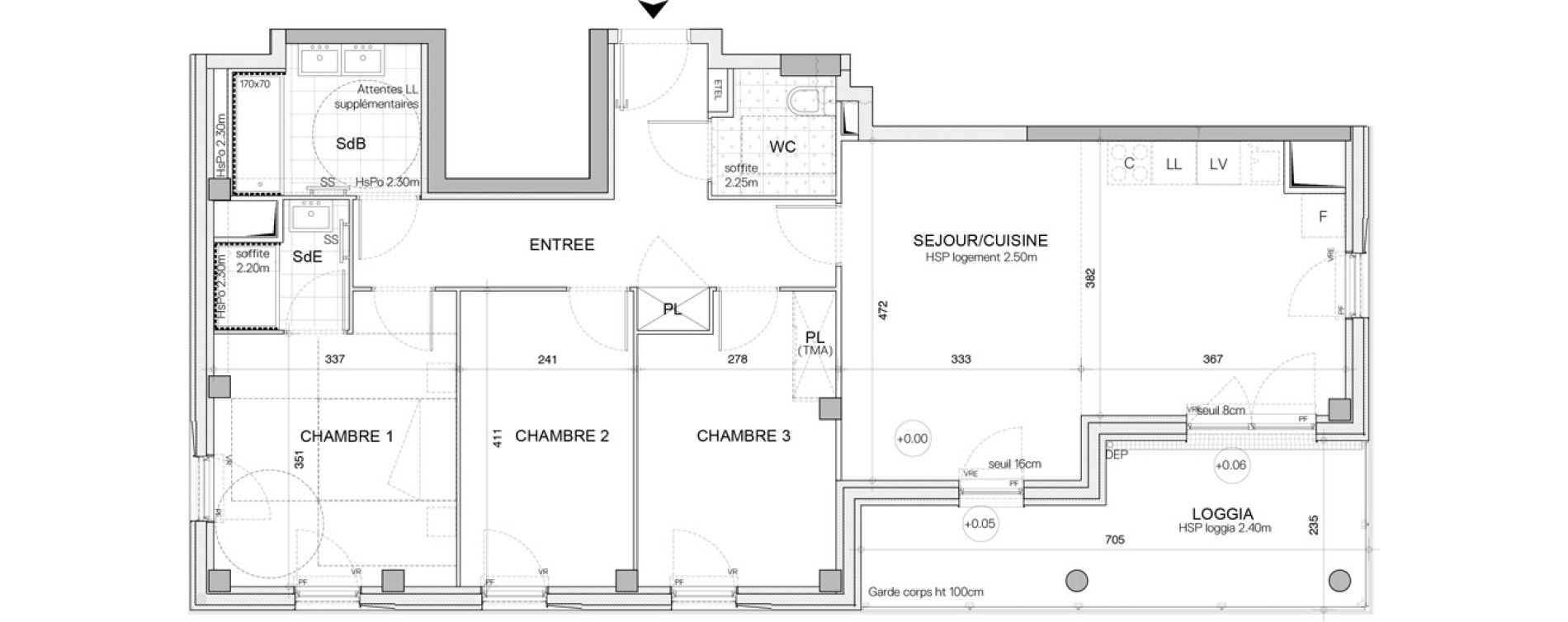 Appartement T4 de 84,41 m2 &agrave; Nantes Champ de manoeuvre