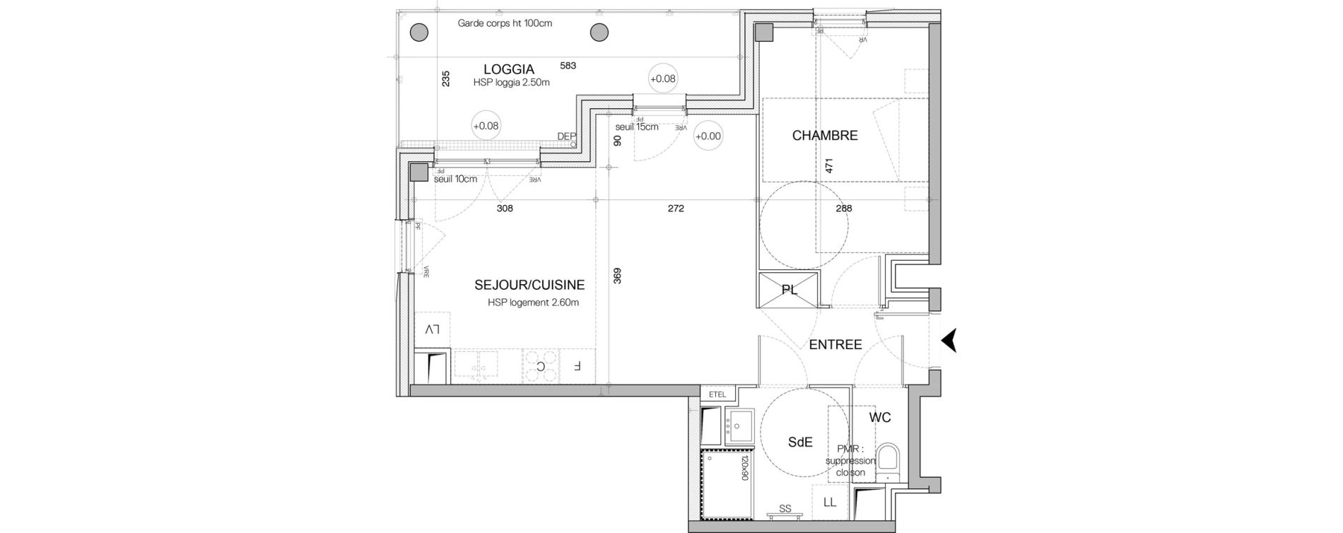 Appartement T2 de 46,85 m2 &agrave; Nantes Champ de manoeuvre