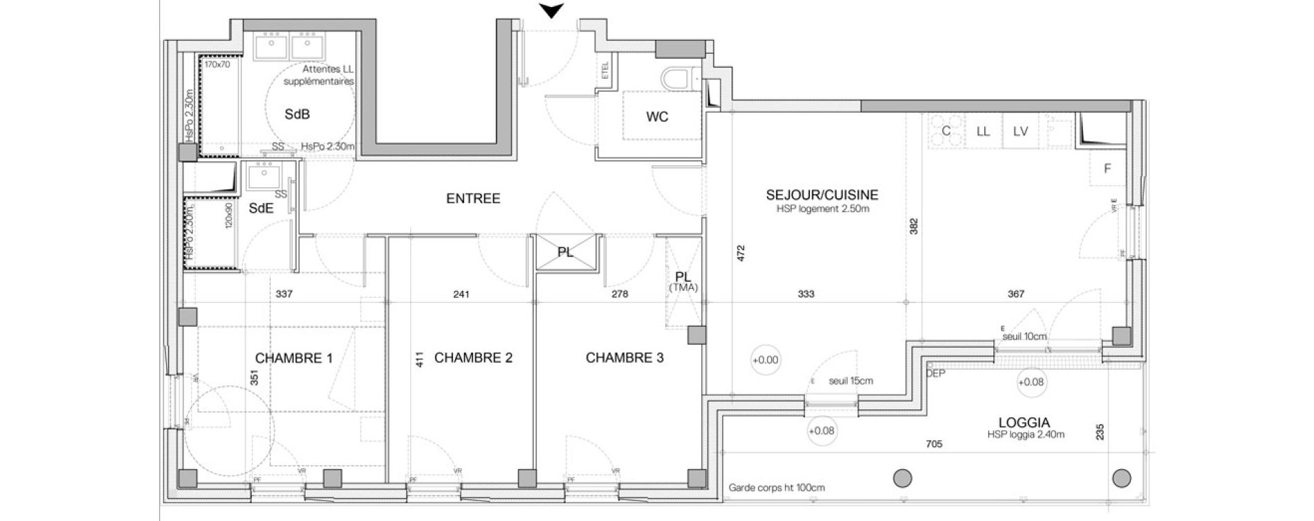 Appartement T4 de 84,49 m2 &agrave; Nantes Champ de manoeuvre