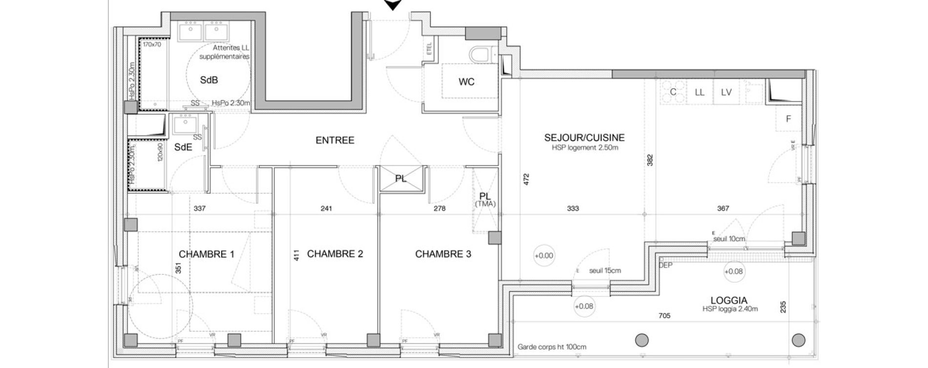 Appartement T4 de 84,49 m2 &agrave; Nantes Champ de manoeuvre