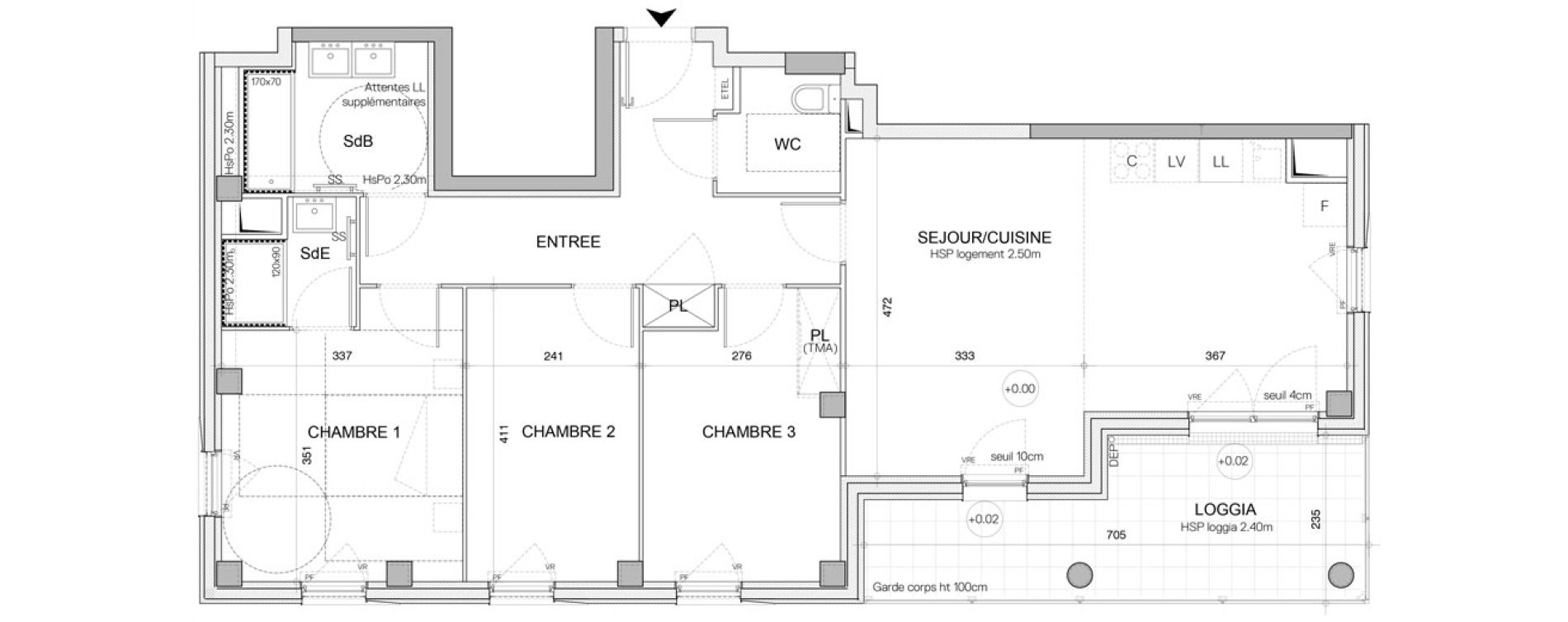 Appartement T4 de 84,21 m2 &agrave; Nantes Champ de manoeuvre