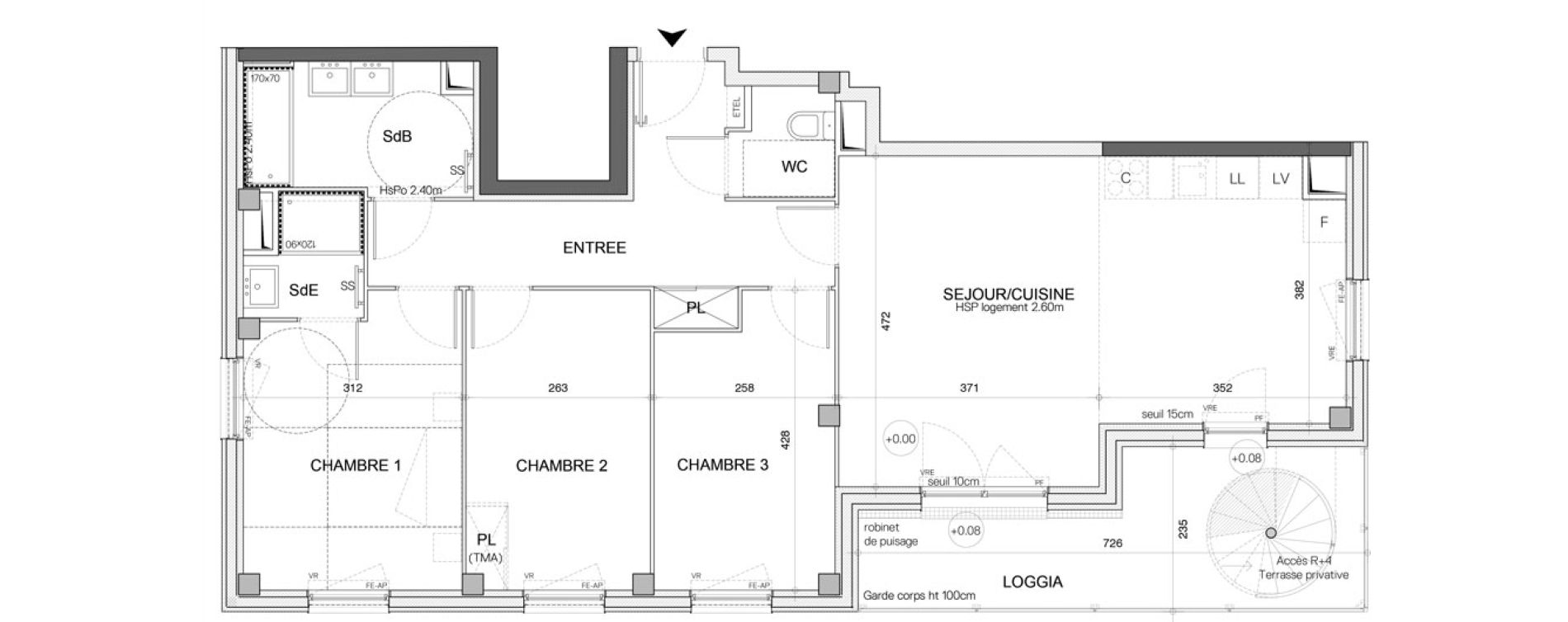 Appartement T4 de 86,45 m2 &agrave; Nantes Champ de manoeuvre