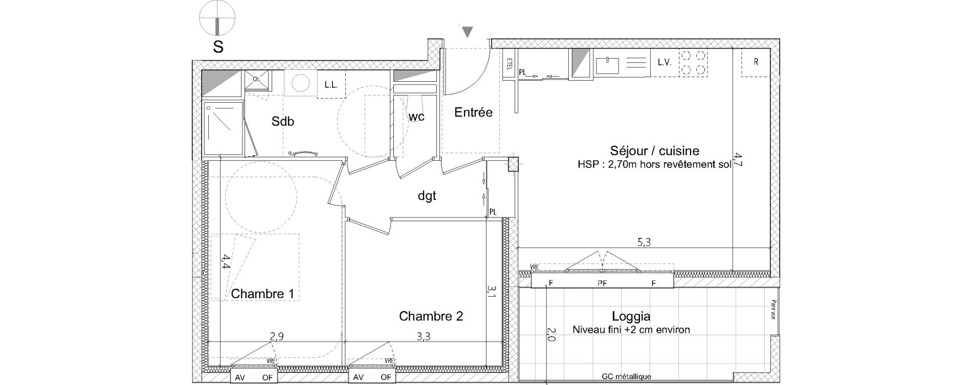 Appartement T3 de 61,90 m2 &agrave; Nantes La cr&eacute;ation