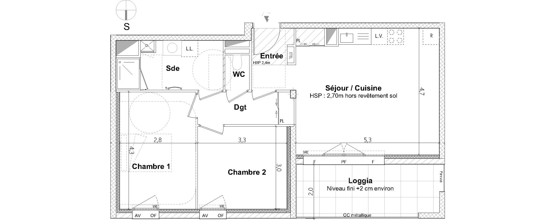 Appartement T3 de 62,00 m2 &agrave; Nantes La cr&eacute;ation