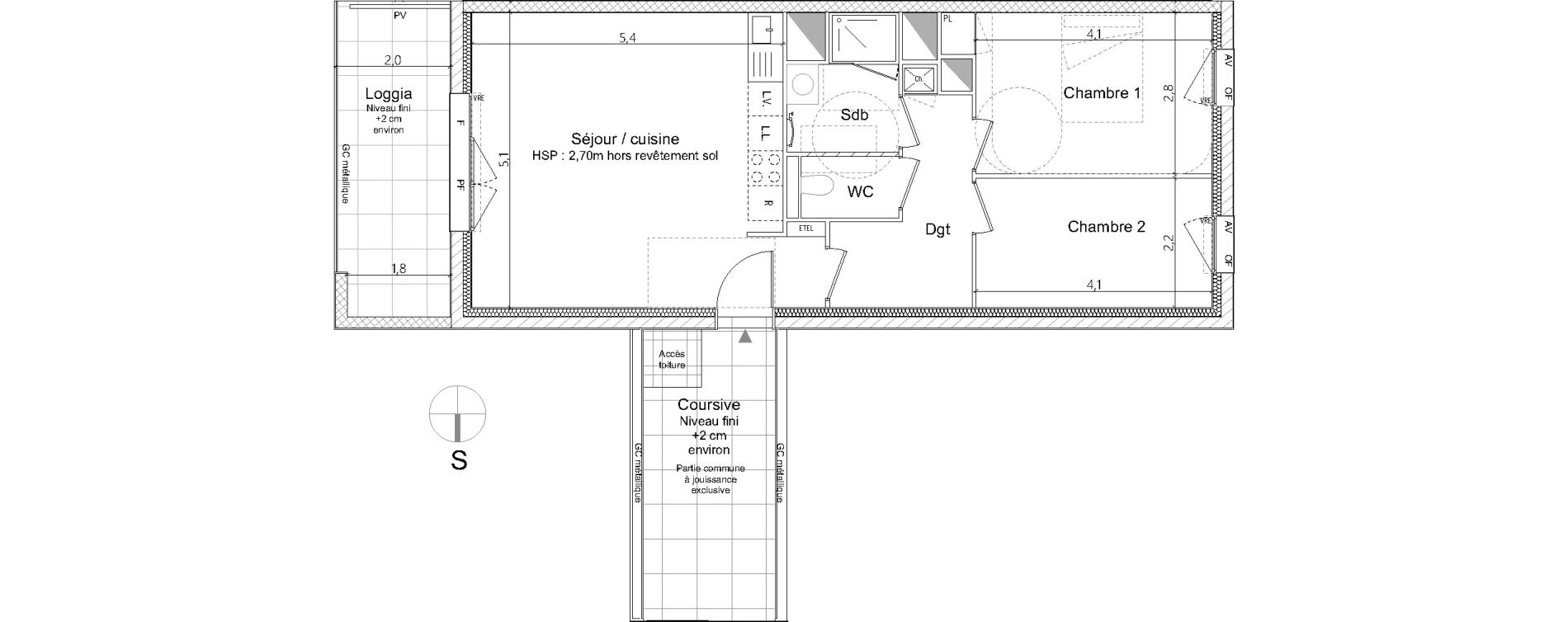 Appartement T3 de 61,70 m2 &agrave; Nantes La cr&eacute;ation