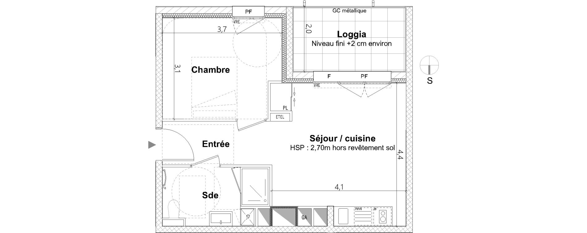 Appartement T2 de 37,70 m2 &agrave; Nantes La cr&eacute;ation