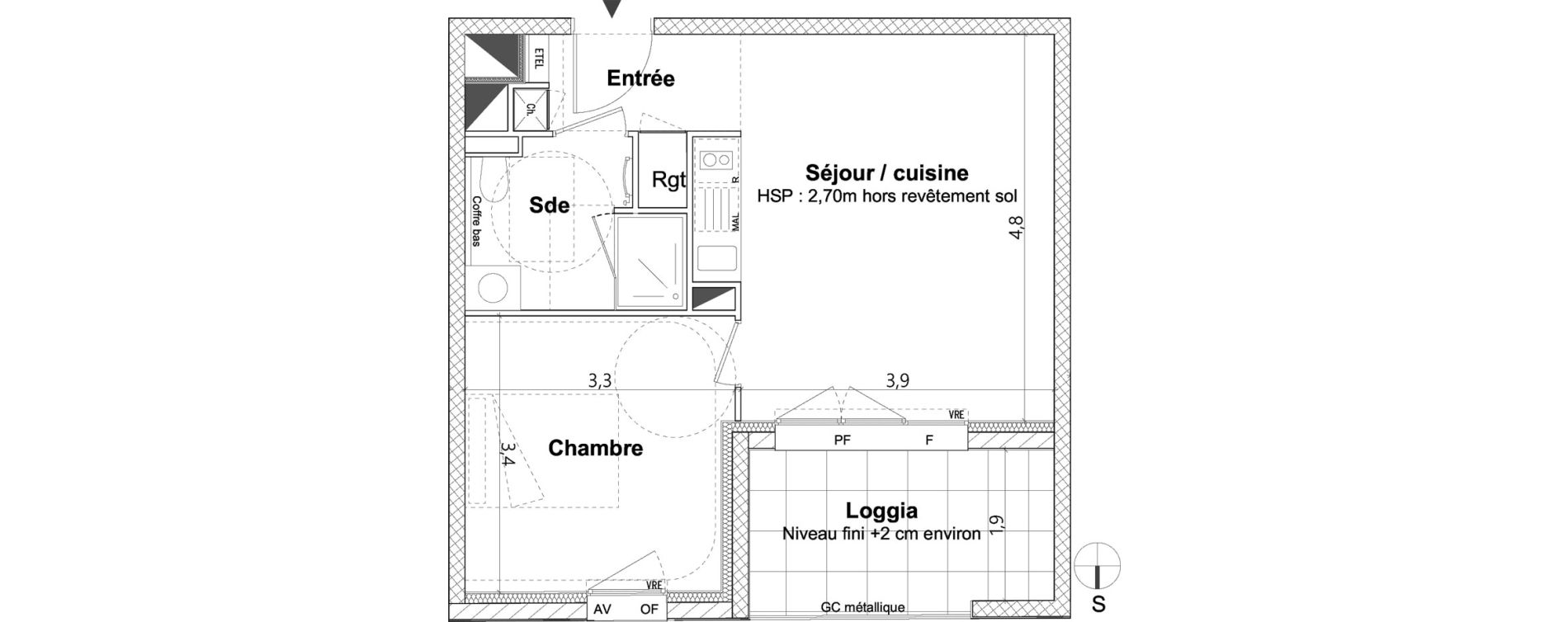 Appartement T2 de 39,60 m2 &agrave; Nantes La cr&eacute;ation