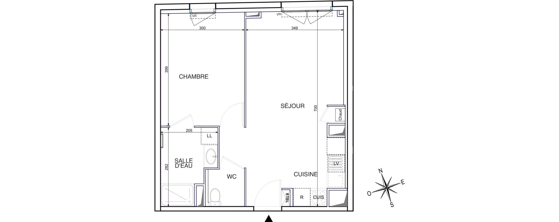 Appartement T2 de 43,68 m2 &agrave; Nantes La contrie