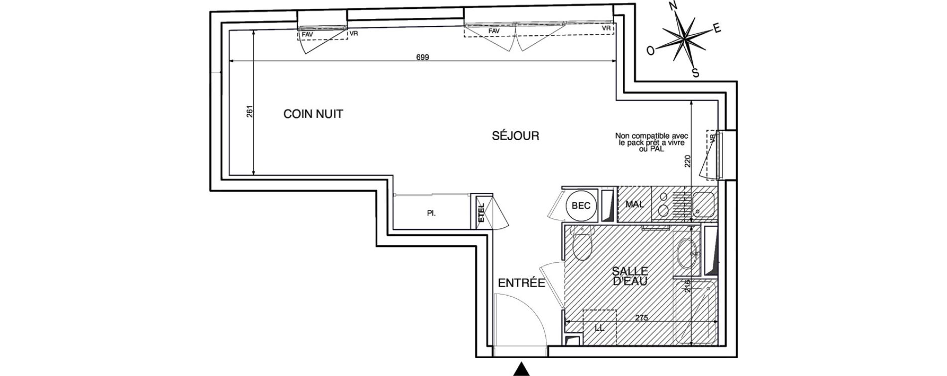 Appartement T1 de 34,51 m2 &agrave; Nantes La contrie