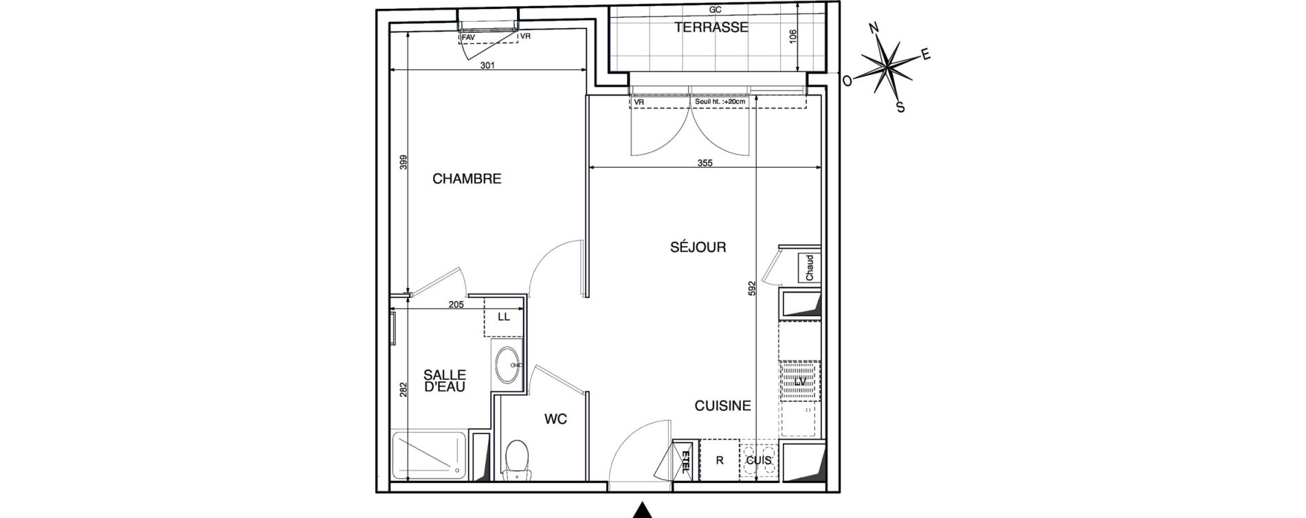 Appartement T2 de 40,30 m2 &agrave; Nantes La contrie