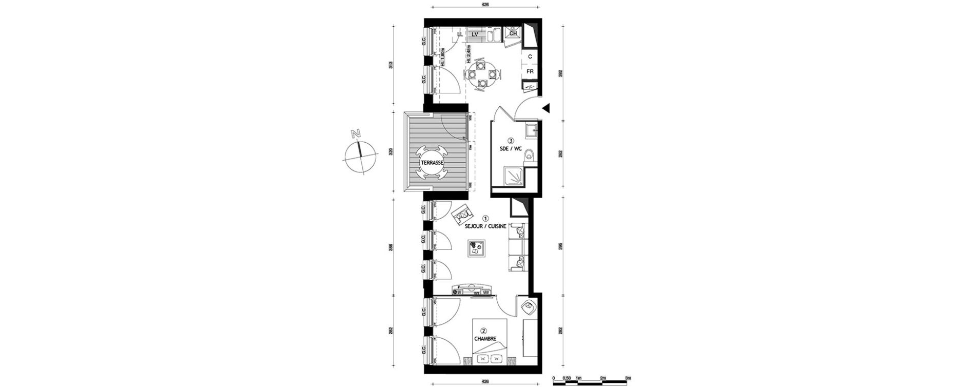 Appartement T2 de 47,40 m2 &agrave; Nantes Monselet